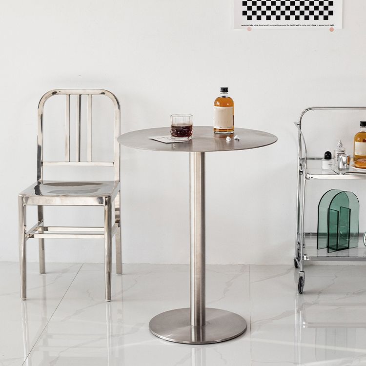 Industrial Dining Table Stainless Steel Table with Pedestal Base for Kitchen Clearhalo ' dining_table' 'Dining Tables & Seating' 'Dining Tables' 'furn' 'furn_dining_table' 'Furniture' 'furniture_dining_table' 'Kitchen & Dining Furniture' 'kitchen&dining_furn' 'kitchen' 'kitchen_dining_table' 1200x1200_25231746-9b6a-46ec-9d5e-fa7822d6408b