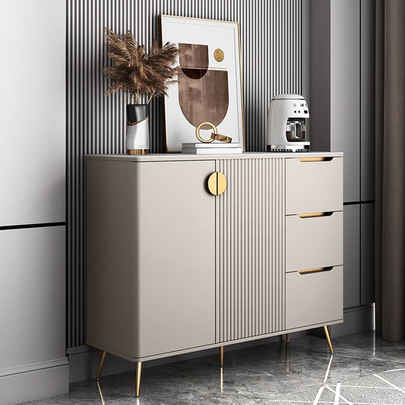 Glam Style Dining Buffet Stone Sideboard Table with Cabinets Clearhalo 'buffet_sideboard' 'Buffets & Sideboards' 'furn' 'furn_buffet_sideboard' 'Furniture' 'Kitchen & Dining Furniture' 1200x1200_25257289-9c07-4dec-ae99-34bbd9389a49