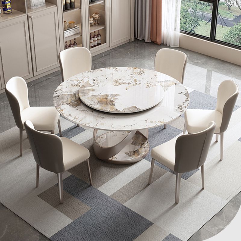 Stone Top Dining Table Round Modern Dining Table with Pedestal Base Clearhalo 'Dining Tables & Seating' 'Dining Tables' 'dining_table' 'furn' 'furn_dining_table' 'Furniture' 'furniture_dining_table' 'Kitchen & Dining Furniture' 'kitchen' 'kitchen_dining_table' 1200x1200_252573fd-e4ec-4f42-ba49-51743a6d5e50