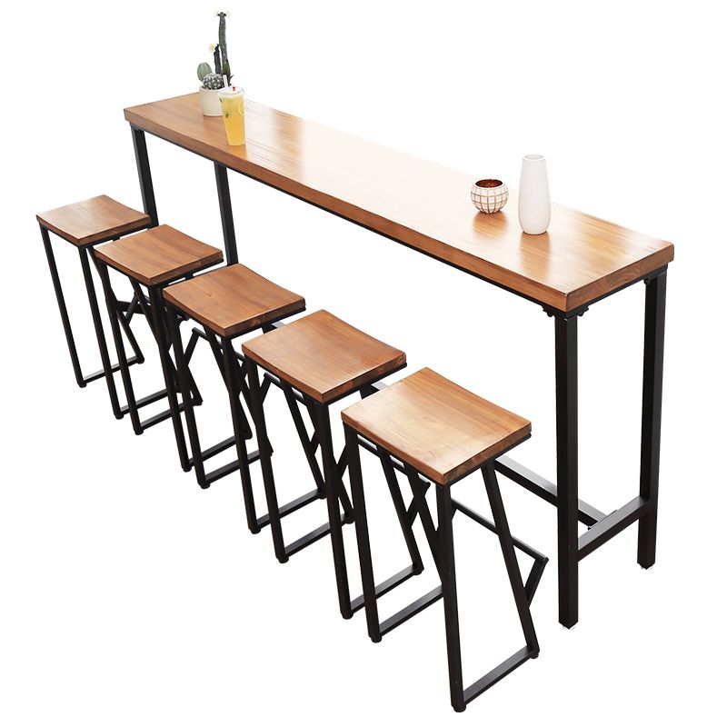 Zeitgenössisches Pub-Set aus massivem Holz, 1/6-teilig, rechteckiges Bar-Set mit Barhöhe