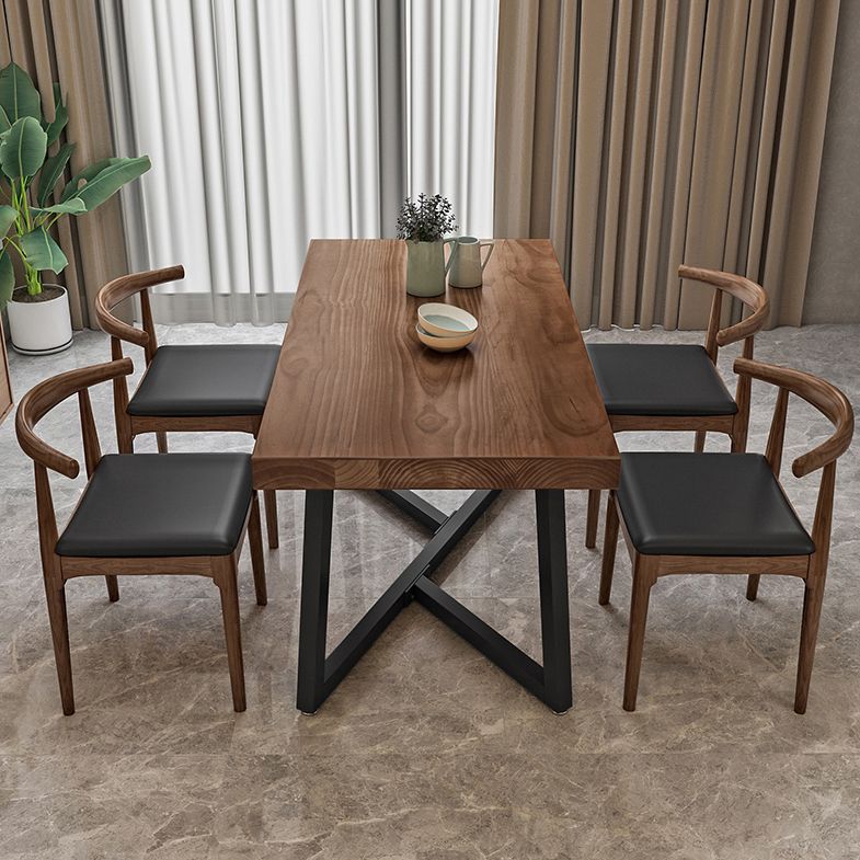 Industrial Solid Wood Dining Table Brown Rectangle Table with Metal Base for Dinning Room Clearhalo ' dining_table' 'Dining Tables & Seating' 'Dining Tables' 'furn' 'furn_dining_table' 'Furniture' 'furniture_dining_table' 'Kitchen & Dining Furniture' 'kitchen&dining_furn' 'kitchen' 'kitchen_dining_table' 1200x1200_252750db-8d41-45b9-900f-34d3a7424304