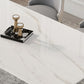 Rectangle 4 Legs Mid-Century Table White Tone Fixed Table of Sintered Stone Clearhalo ' dining_table' 'Dining Tables & Seating' 'Dining Tables' 'furn' 'furn_dining_table' 'Furniture' 'furniture_dining_table' 'Kitchen & Dining Furniture' 'kitchen&dining_furn' 'kitchen' 'kitchen_dining_table' 1200x1200_2527b3e1-2e1c-4c7b-b4ab-539de9d4cf8d