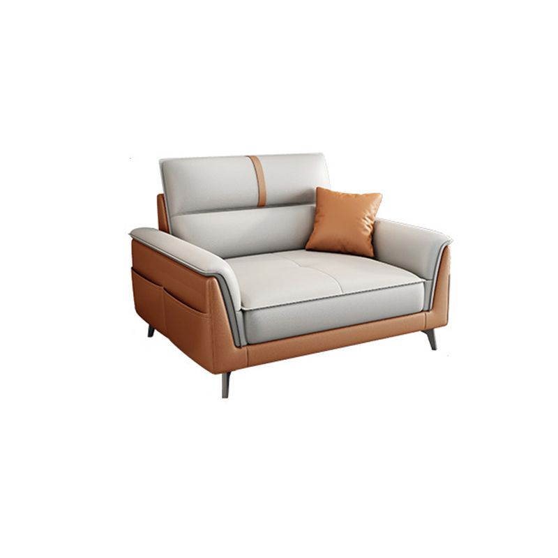 Divano a braccio quadrato in pelle resistente alla macchia stazionaria