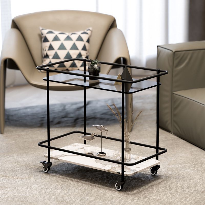 Mesa de vidrio superior a la altura con ruedas moderna de 25.6 "w 1 mesa auxiliar