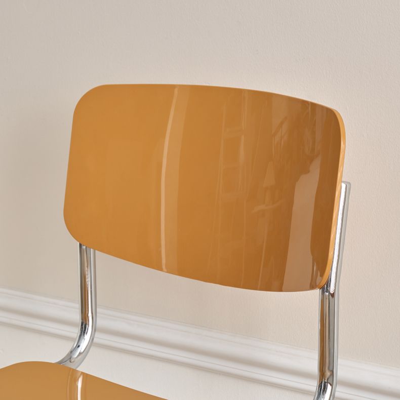 Zeitgenössischer Esszimmer Silber Bein offener armloser Esstuhl