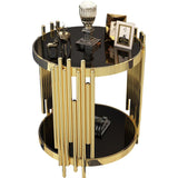 Marble/glass Round Coffee Table with Three Legs for Living Room