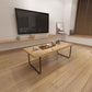 Scandinavian Rectangle Cocktail Table with Pine Wood Top and Iron Sled Base