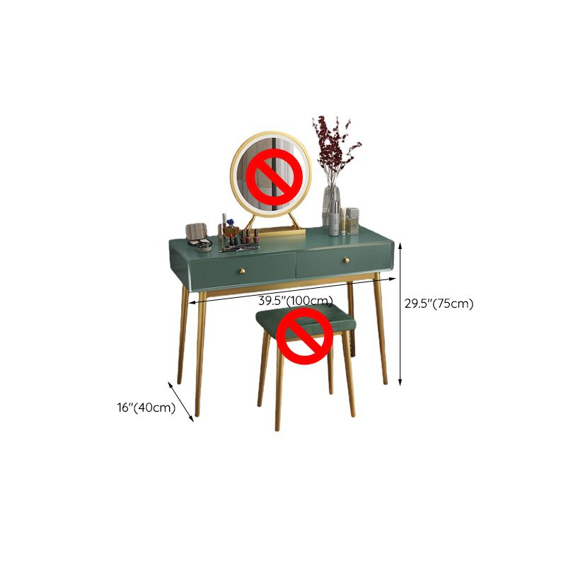 15.74" Wide Green Makeup Vanity Desk  Glam Vanity Tables with 2 Drawers