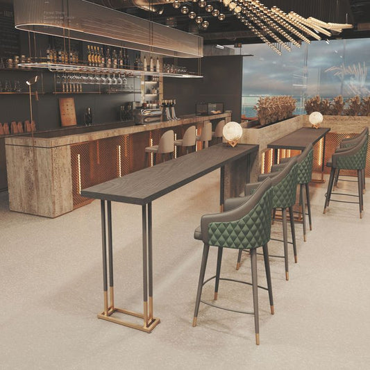 Glam Rectangle Bar Table Solid Wood Fixed Bar Dining Table for Indoor Clearhalo 'Bar Furniture' 'Bar Tables' 'bar_tables' 'furn' 'furn_bar_tables' 'Furniture' 'Kitchen & Dining Furniture' 1200x1200_252e6b14-2237-4010-9427-1dd6a7e27f3f