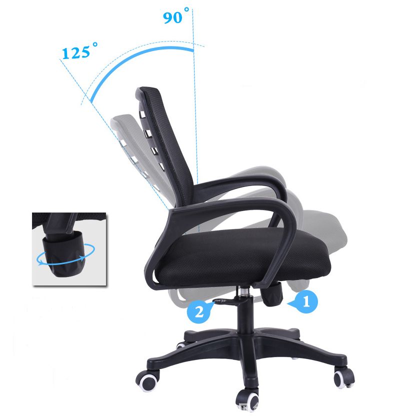 Silla deslizante moderna y contemporánea Silla de microfibra negra con respaldo medio