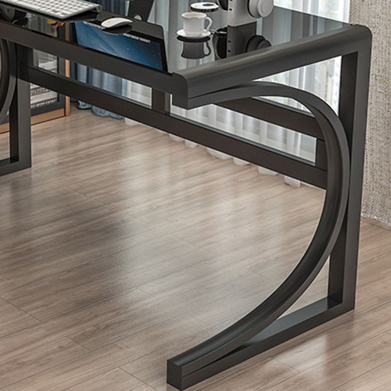 Zeitgenössischer Büro Schreibtisch Glas Antiquitäten Finish Computertisch mit Metallbeinen