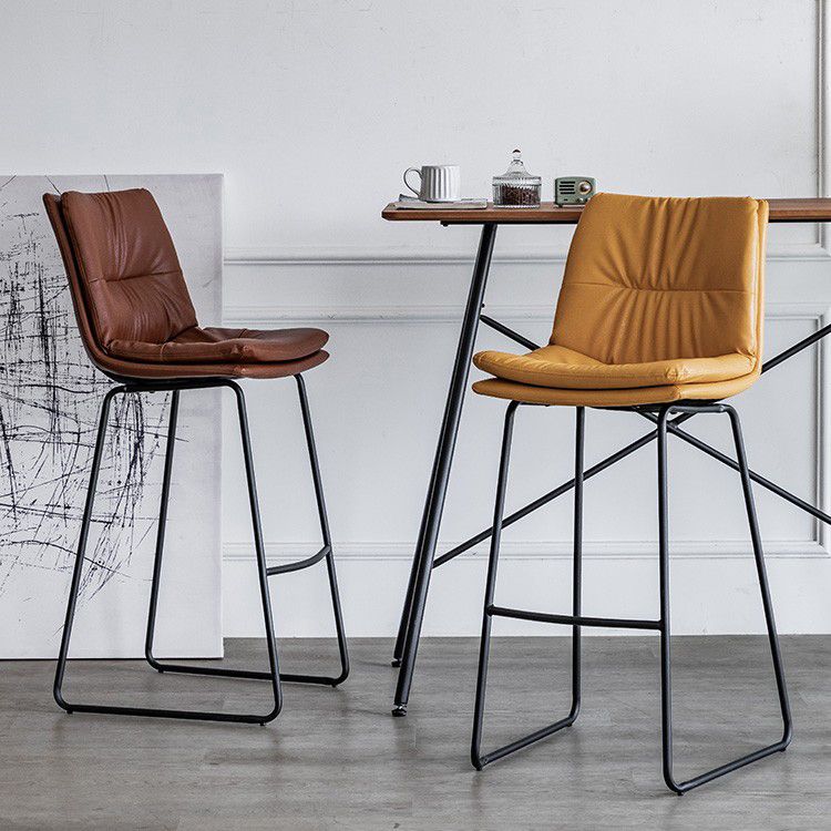 Nordic Indoor Simple Barstool Low Back Iron Tall Stool with Leather Seat Clearhalo 'Bar Furniture' 'Bar Stools' 'bar_stools' 'furn' 'furn_bar_stools' 'furniture_bar_stools' 'Kitchen & Dining Furniture' 'kitchen&dining_furn' 'kitchen' 'kitchen_furn' Furniture' 1200x1200_2530c364-8a46-4a58-8517-3ec65cbb069d