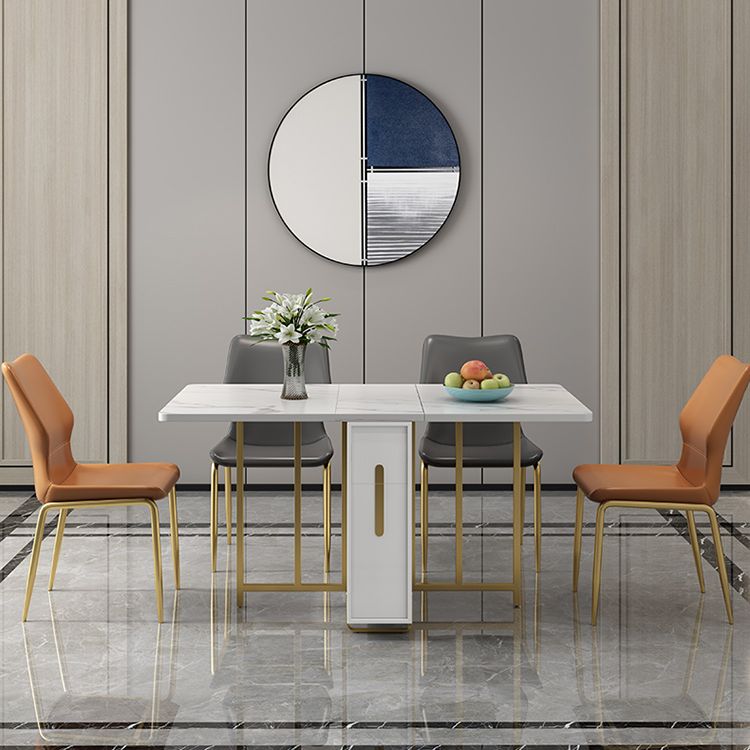 51.2''L Contemporary Sintered Stone Dining Table Folding White Dining Table for Kitchen Clearhalo ' dining_table' 'Dining Tables & Seating' 'Dining Tables' 'furn' 'furn_dining_table' 'Furniture' 'furniture_dining_table' 'Kitchen & Dining Furniture' 'kitchen&dining_furn' 'kitchen' 'kitchen_dining_table' 1200x1200_25337e31-1342-4edb-a1e1-ba03530c8223