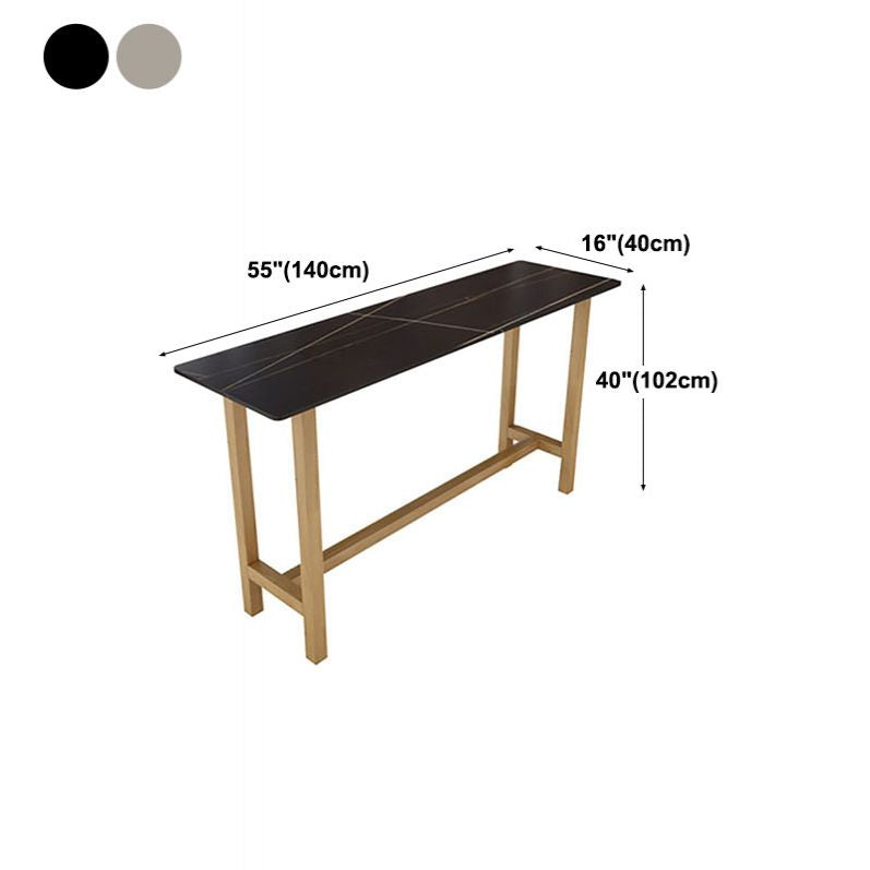 Glam Natural Wood Bar Table Faux Marble Rectangle Top 41.3"H Bistro Table Clearhalo 'Bar Furniture' 'Bar Tables' 'bar_tables' 'furn' 'furn_bar_tables' 'Furniture' 'furniture_bar_tables' 'Kitchen & Dining Furniture' 'kitchen&dining_furn' 'kitchen' 1200x1200_2533a9e6-6d72-43b5-bd82-e92f97b76329