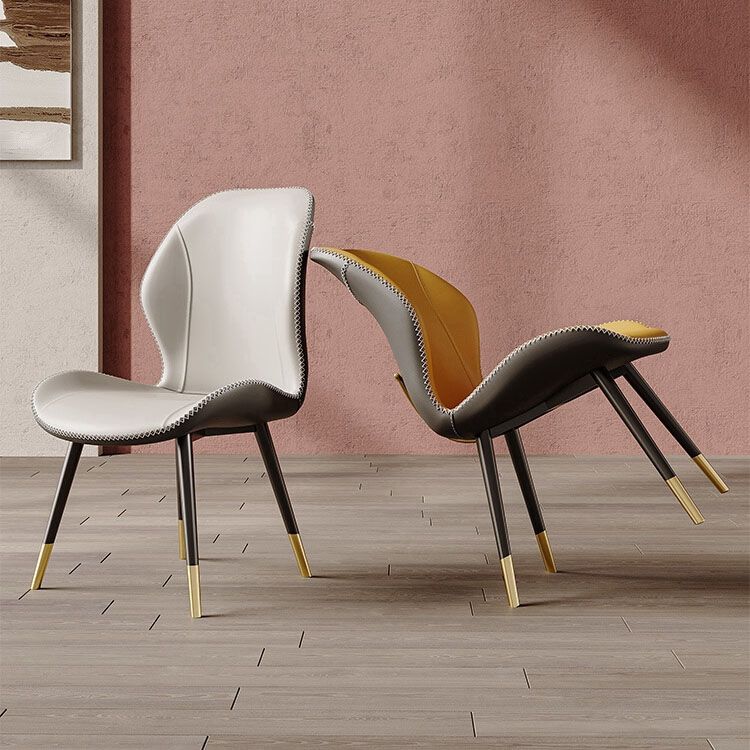 Glam Leather Dining Chair Wingback Side Furniture in Matte Finish for Indoor Clearhalo 'Dining Chairs' 'Dining Tables & Seating' 'dining_chair' 'furn' 'furn_dining_chair' 'Furniture' 'Kitchen & Dining Furniture' 1200x1200_2533dbd6-5280-48a1-a644-81e818fabafa