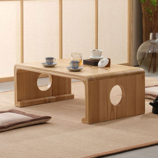 Rectangular Abstract Base Design Nordic Style Coffee Table Made of Solid Wood