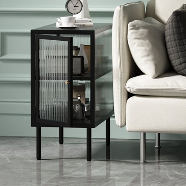 Metal Rectangle Top Side Table 23.6" Tall 4 Legs End Table with Storage Clearhalo 'Coffee & Accent Tables' 'End & Side Tables' 'end_side_tables' 'furn' 'furn_end_side_tables' 'Furniture' 'Living Room Furniture' 1200x1200_2534791e-aabb-443a-b66c-4f172a51c5a5
