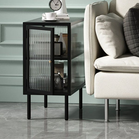 Metal Rectangle Top Side Table 23.6" Tall 4 Legs End Table with Storage Clearhalo 'Coffee & Accent Tables' 'End & Side Tables' 'end_side_tables' 'furn' 'furn_end_side_tables' 'Furniture' 'Living Room Furniture' 1200x1200_2534791e-aabb-443a-b66c-4f172a51c5a5