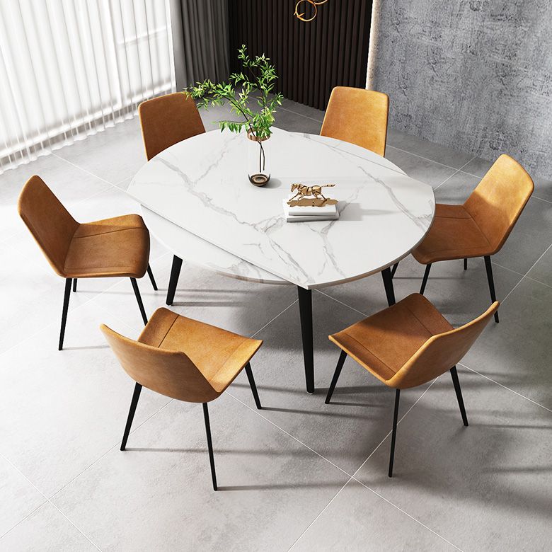 Round 4-foot Dining Site Table Simplicity Style Stone Drop-Leaf Dinette Table for Home Clearhalo ' dining_table' 'Dining Tables & Seating' 'Dining Tables' 'Furniture' 'furniture_dining_table' 'Kitchen & Dining Furniture' 'kitchen&dining_furn' 'kitchen' 'kitchen_dining_table' 1200x1200_2534c15c-9938-44a0-80d8-45a00901248d