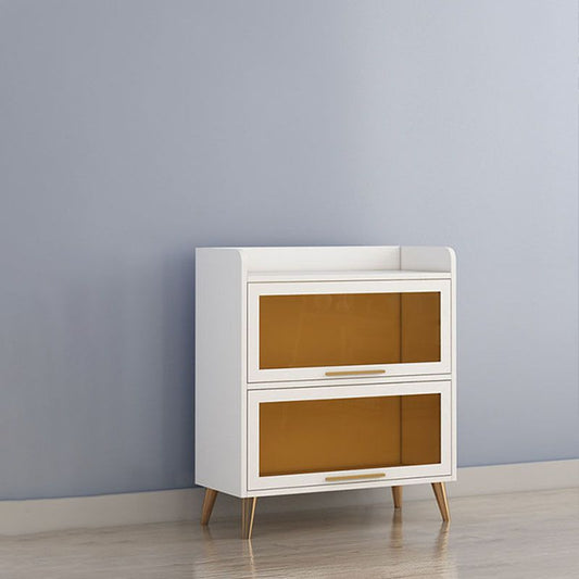 Porta di vetro Sideboard contemporanea Bianco in legno ingegnerizzato per sala da pranzo