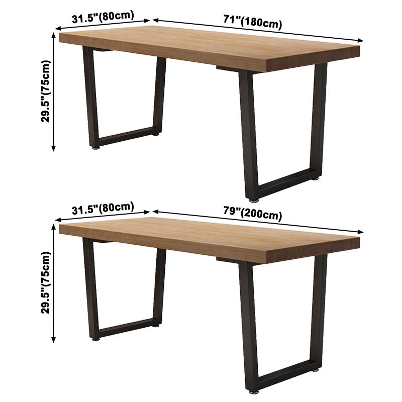 Industrial Style Solid Wood Dining Table Brown Rectangle Table with Sled Base for Dinning Room Clearhalo ' dining_table' 'Dining Tables & Seating' 'Dining Tables' 'furn' 'furn_dining_table' 'Furniture' 'furniture_dining_table' 'Kitchen & Dining Furniture' 'kitchen&dining_furn' 'kitchen' 'kitchen_dining_table' 1200x1200_2535e3a2-6dda-4564-9f45-480d30056fb1