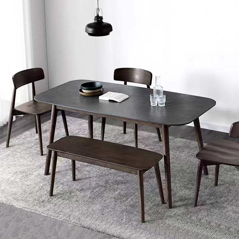 Stone Top Dining Table Mid-Century Modern Dining Table with 4 Brown Legs Clearhalo 'Dining Tables & Seating' 'Dining Tables' 'dining_table' 'Furniture' 'furniture_dining_table' 'Kitchen & Dining Furniture' 'kitchen' 'kitchen_dining_table' 1200x1200_25361f5a-abc3-4333-a86d-03d83954544c