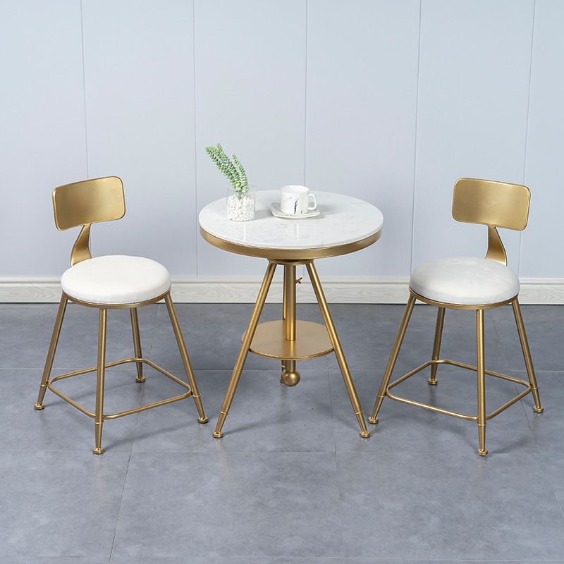 Glam 1/2/3/4/5 Pieces White-gold Dining Table Set with Stone Top Round Dinette Set Clearhalo 'Dining Room Sets' 'Dining Tables & Seating' 'dining_room_set' 'furn' 'furn_dining_room_set' 'Furniture' 'furniture_dining_room_set' 'Kitchen & Dining Furniture' 'kitchen&dining_furn' 'kitchen' 1200x1200_25379992-90ca-4954-9930-23e7d00ca3ee