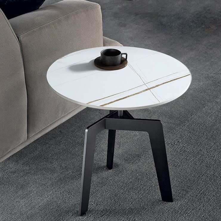 21.65 "/23.62"背の高いスチール3脚エンドテーブルモダンラウンドスレートトップサイドテーブル