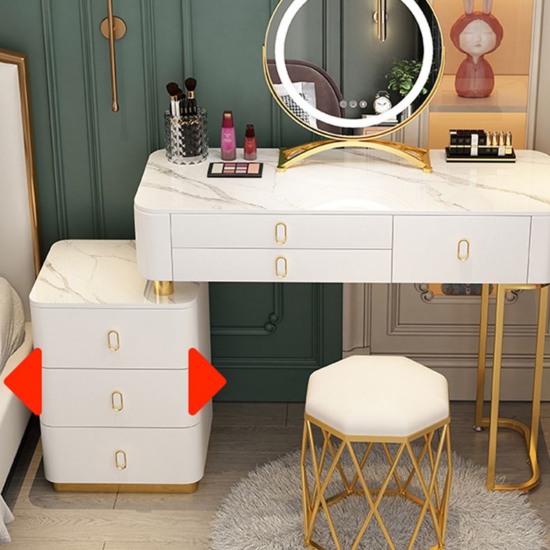 Solid Wood Makeup Counter Adjustable Mirror Vanity Dressing Table with Drawer
