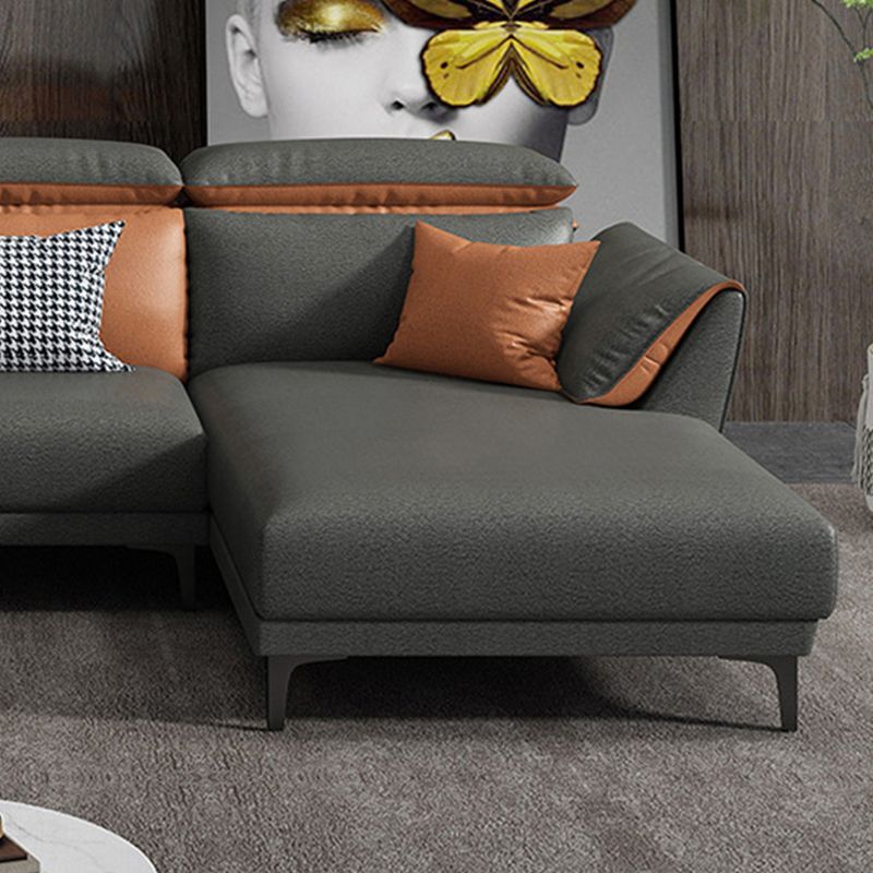 Sectionnel contemporain en faux cuir avec oreiller pour 4 personnes