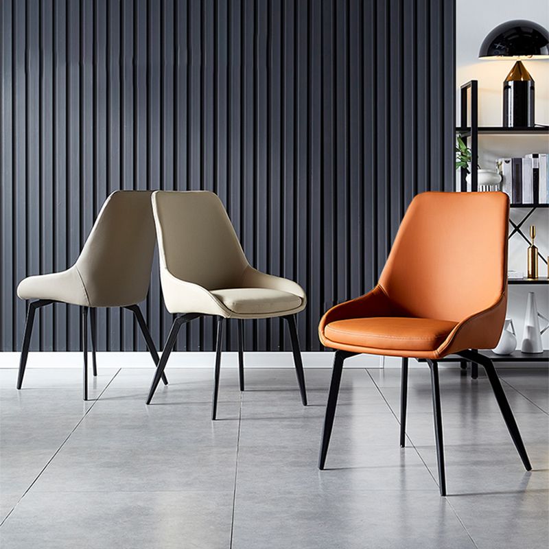 Modern Restaurant Leather Side Chair Matte Finish Parsons Dining Chair with Black Legs Clearhalo ' kitchen&dining_furn' 'Dining Chairs' 'Dining Tables & Seating' 'dining_chair' 'furn' 'furn_dining_chair' 'Furniture' 'furniture_dining_chair' 'Kitchen & Dining Furniture' 'kitchen' 1200x1200_253bce59-a287-4d7e-adea-17a5cf5d8928