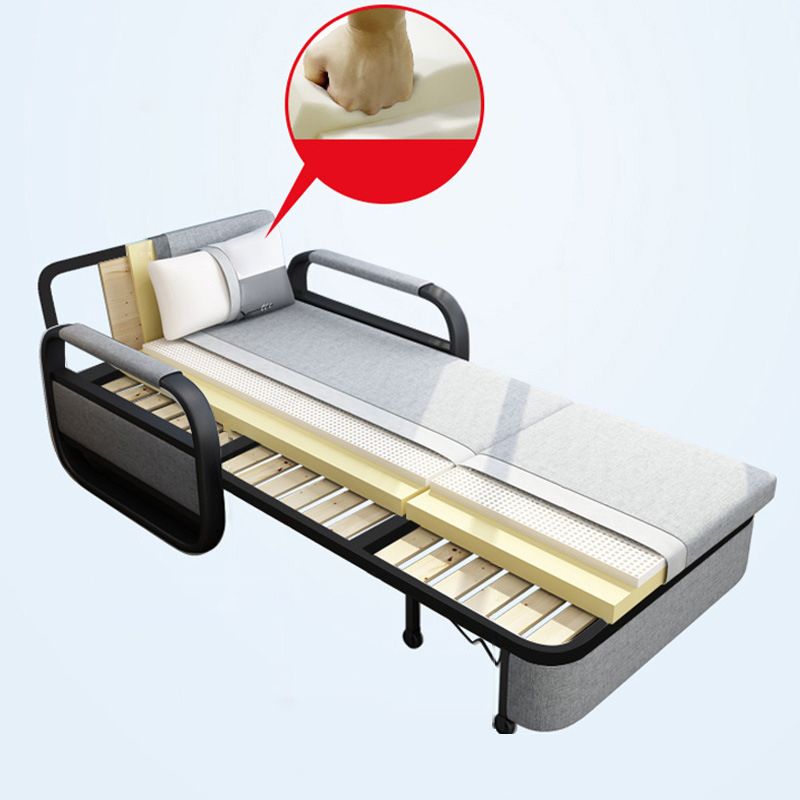 Linen Square Arm Sofa Bed 35.43" Wide Contemporary Convertible Sofa Clearhalo 'furn' 'furn_sofas' 'Furniture' 'Living Room Furniture' 'Sofa' 'sofas' 1200x1200_253c7fdf-4619-47ad-91b7-caa249a4a9c4