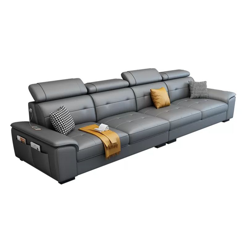 Scandinavian Faux Leather Sectional/sofa with Pillow Top Arm