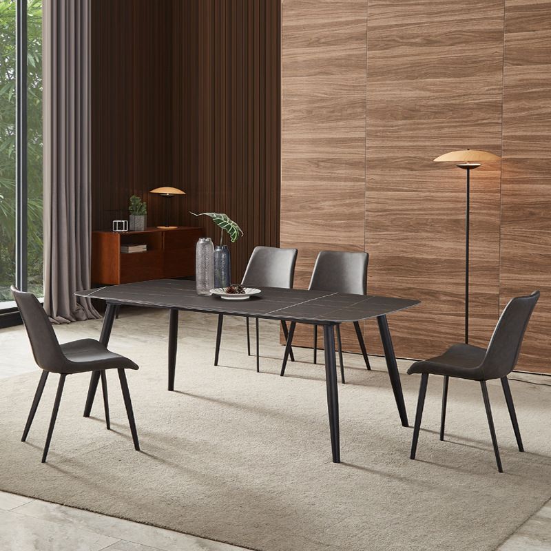 Modern Sintered Stone Top Dining Set Rectangle 1/2/5/7 Pieces Black Dining Room Table Set Clearhalo 'Dining Room Sets' 'Dining Tables & Seating' 'dining_room_set' 'furn' 'furn_dining_room_set' 'Furniture' 'Kitchen & Dining Furniture' 1200x1200_253e9efc-82b7-4311-8d52-73b0ac44150f