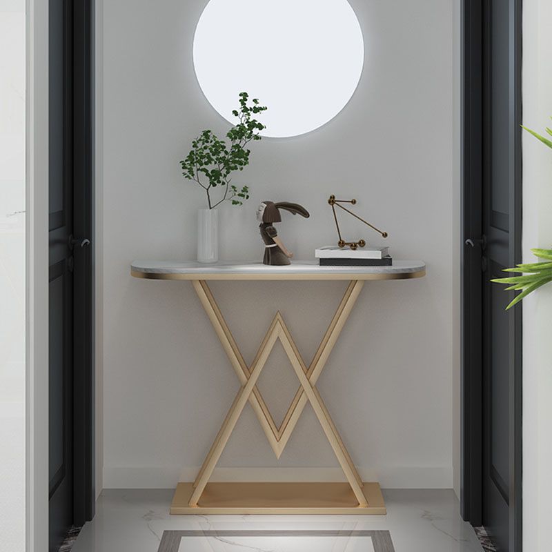 Tavolo da console in marmo glam da 12 "W tavolo da accento resistente alle macchie mezzano per la sala