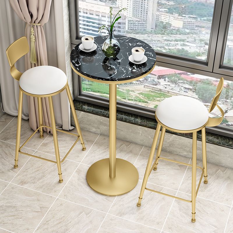 Glam Round Counter-height Stool Leather Footrest Bar Stool with Gold Base Clearhalo 'Bar Furniture' 'Bar Stools' 'bar_stools' 'furn' 'furn_bar_stools' 'Furniture' 'Kitchen & Dining Furniture' 1200x1200_2543005a-f318-4799-9869-3a92c56412e3