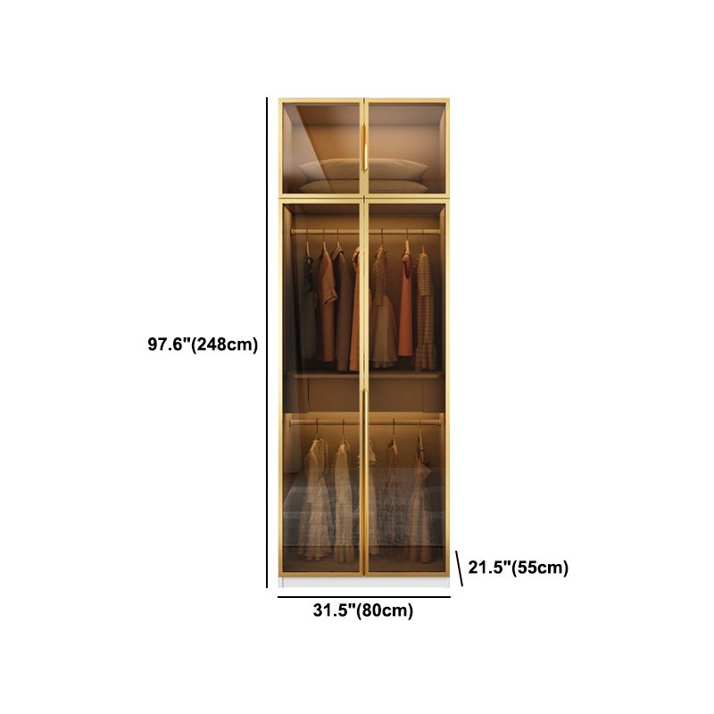 Modern Style Glass Wardrobe Bedroom Wardrobe Closet with Drawer Clearhalo 'Armoires & Wardrobes' 'armoires_wardrobes' 'Bedroom Furniture' 'furn' 'furn_armoires_wardrobes' 'Furniture' 1200x1200_25430e23-f5f9-4113-95b9-43e28595f768