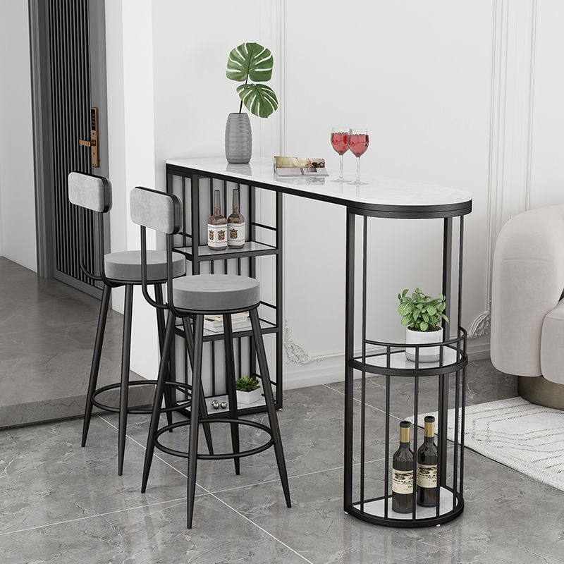 Indoor Stone Sled Cocktail Bar Table Modern Fixed Table Storage Bar Height Table Clearhalo 'Bar Furniture' 'Bar Tables' 'bar_tables' 'Furniture' 'furniture_bar_tables' 'Kitchen & Dining Furniture' 'kitchen&dining_furn' 'kitchen' 1200x1200_25430e7a-ca13-4b6d-9ccf-ddfd8b9b48cd