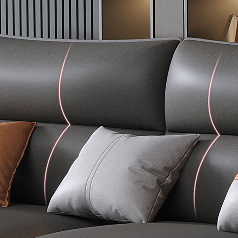 Vintage Sewn Pillow Back Sofa & Chaise 4-seat Faux Leather Sofa Clearhalo 'furn' 'furn_sectionals' 'Furniture' 'Living Room Furniture' 'Sectionals' 1200x1200_25438ed9-eea6-49fd-bd7e-1f6ac207fe36