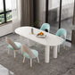 Stone Oval Dining Table Simple White Furniture with Solid Wood Double Pedestal Clearhalo 'Dining Tables & Seating' 'Dining Tables' 'dining_table' 'furn' 'furn_dining_table' 'Furniture' 'Kitchen & Dining Furniture' 1200x1200_2545172a-d1da-4c42-a4b2-95fa0619c30a