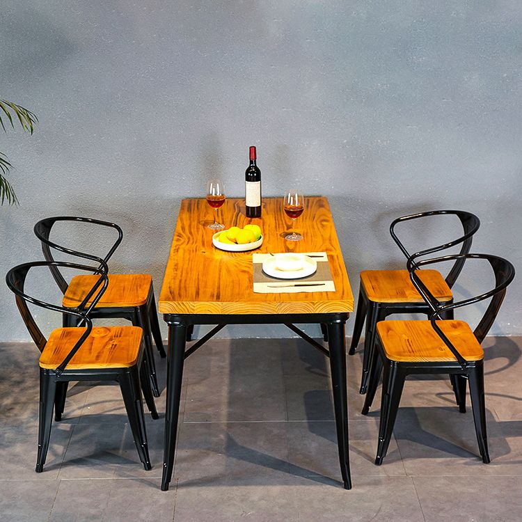 Industrial Dining Chairs Set 1/2/5 Pcs Solid Wood Top Table with Metal Windsor Chairs Clearhalo 'Dining Room Sets' 'Dining Tables & Seating' 'dining_room_set' 'furn' 'furn_dining_room_set' 'Furniture' 'Kitchen & Dining Furniture' 1200x1200_25451db6-dfcd-4e88-adf8-e63d53c4c0b1