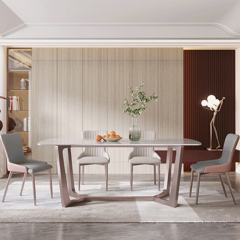 Nordic Sintered Stone Dining Set Rectangle 1/2/5/6/7 Pieces Dining Table with Chairs Clearhalo 'Dining Room Sets' 'Dining Tables & Seating' 'dining_room_set' 'furn' 'furn_dining_room_set' 'Furniture' 'furniture_dining_room_set' 'Kitchen & Dining Furniture' 1200x1200_25465e8d-149e-4125-9660-6315a3fddf76