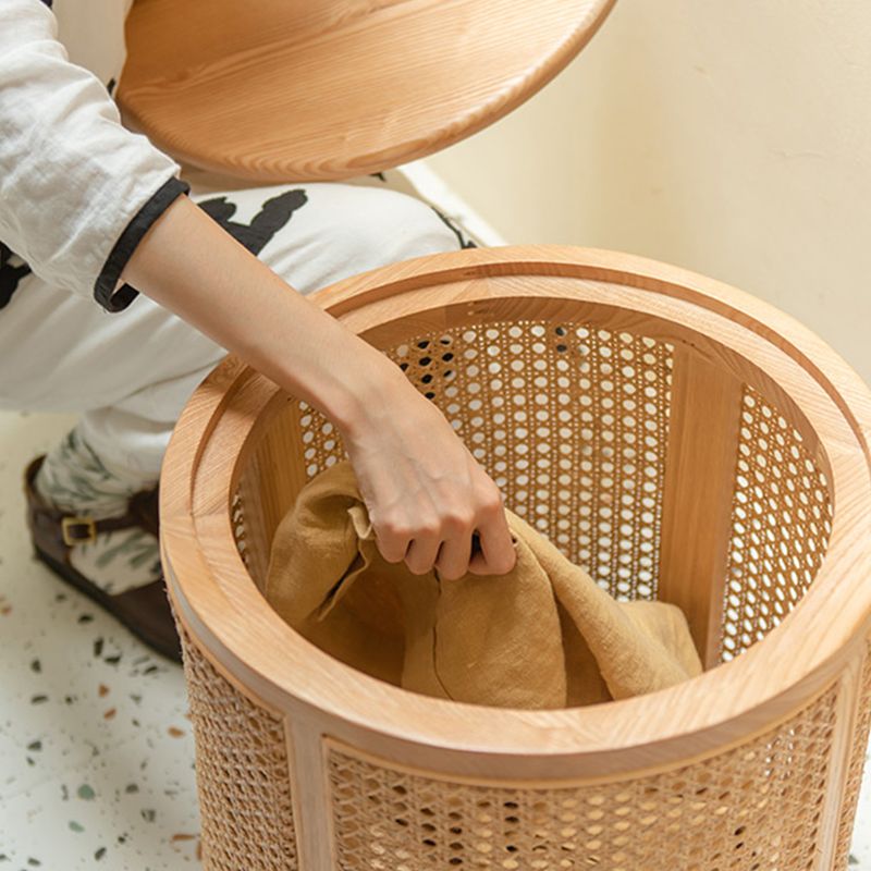 17.71 " Tall Solid Wood Round Top Side Table Drum Base End Table