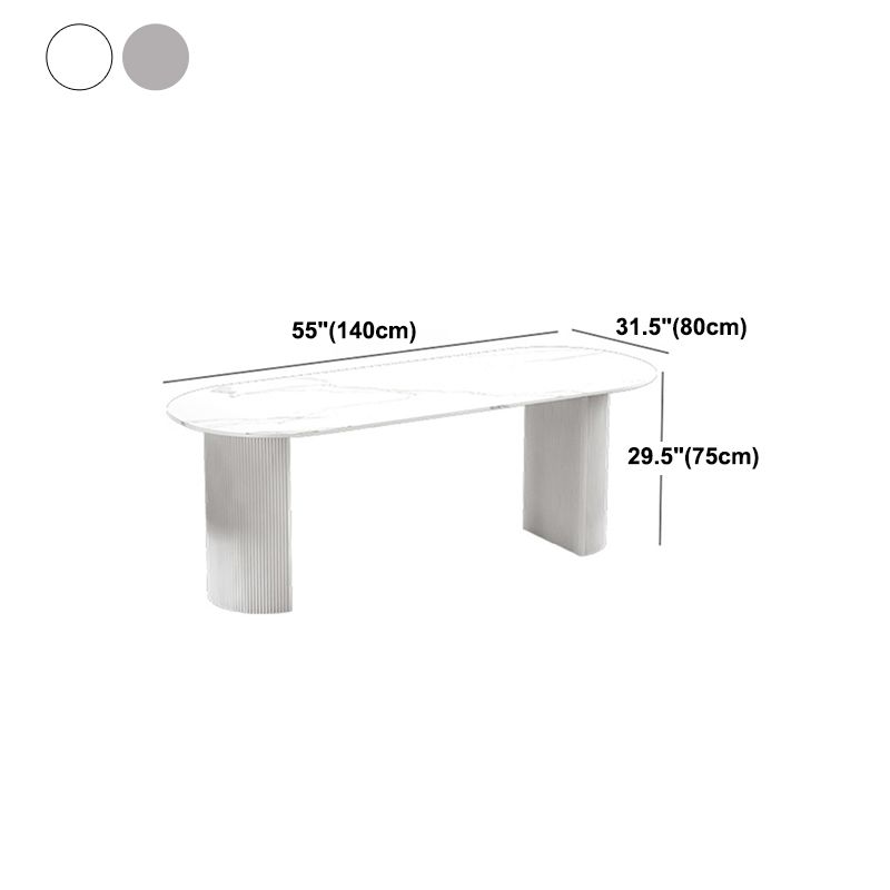 Stone Double Pedestal Dining Table Simplicity Style Dining Room Table for Home Clearhalo ' dining_table' 'Dining Tables & Seating' 'Dining Tables' 'furn' 'furn_dining_table' 'Furniture' 'furniture_dining_table' 'Kitchen & Dining Furniture' 'kitchen&dining_furn' 'kitchen' 'kitchen_dining_table' 1200x1200_25474bd3-1ae8-4c5d-bfc6-a1e4b8567dc1
