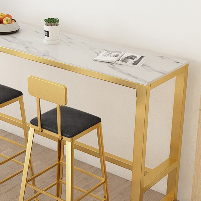 Set tavolo da bar stile glam Set da pranzo da pub fisso in pietra rettangolare da 1/5 pezzi