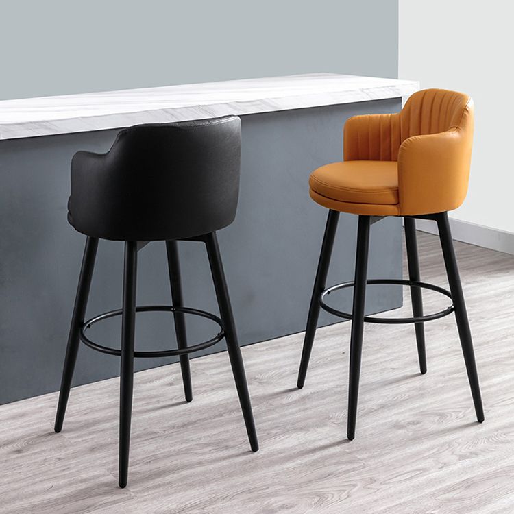 Modern Reception Armed Swivel Stool Matte Finish Leather Barstool Clearhalo 'Bar Furniture' 'Bar Stools' 'bar_stools' 'furn' 'furn_bar_stools' 'Furniture' 'furniture_bar_stools' 'Kitchen & Dining Furniture' 1200x1200_2548fe4f-f5c4-4af5-8cec-1760289b1920