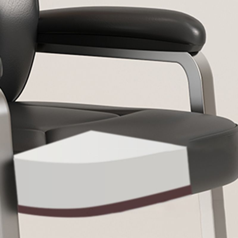Modern Office Chair No Wheels Leather Desk Chair for Meeting Room