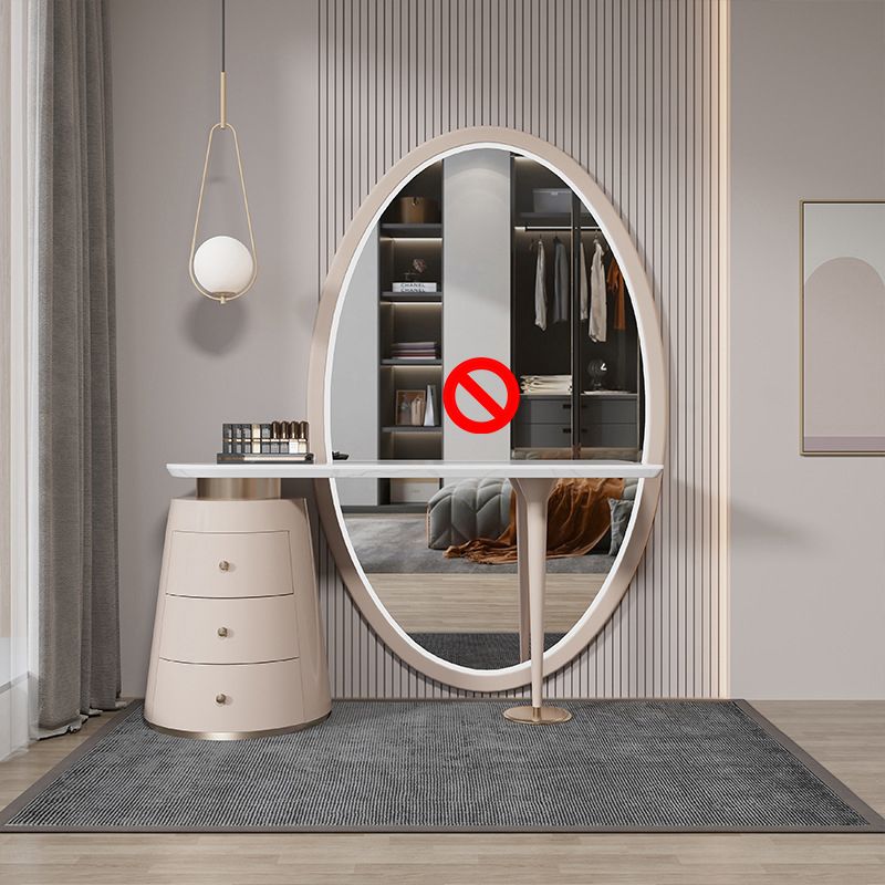 3 Schubladen weißes Make -up -Eitelkeitsverkesseltisch Stuhl Set, 17,71 "W x 29,52" H