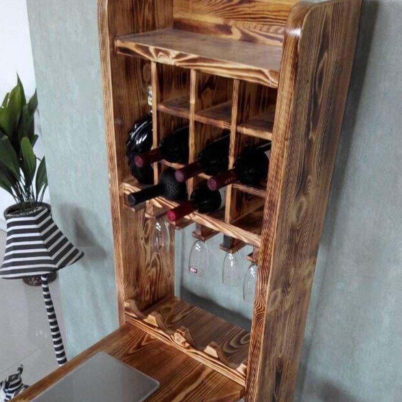 Brown Pine Wood Bistro Table with Wine Holder Pub Table for Home Clearhalo 'Bar Furniture' 'Bar Tables' 'bar_tables' 'furn' 'furn_bar_tables' 'Furniture' 'Kitchen & Dining Furniture' 1200x1200_254b814a-f3d0-4280-86b9-7c5d6bc20d81
