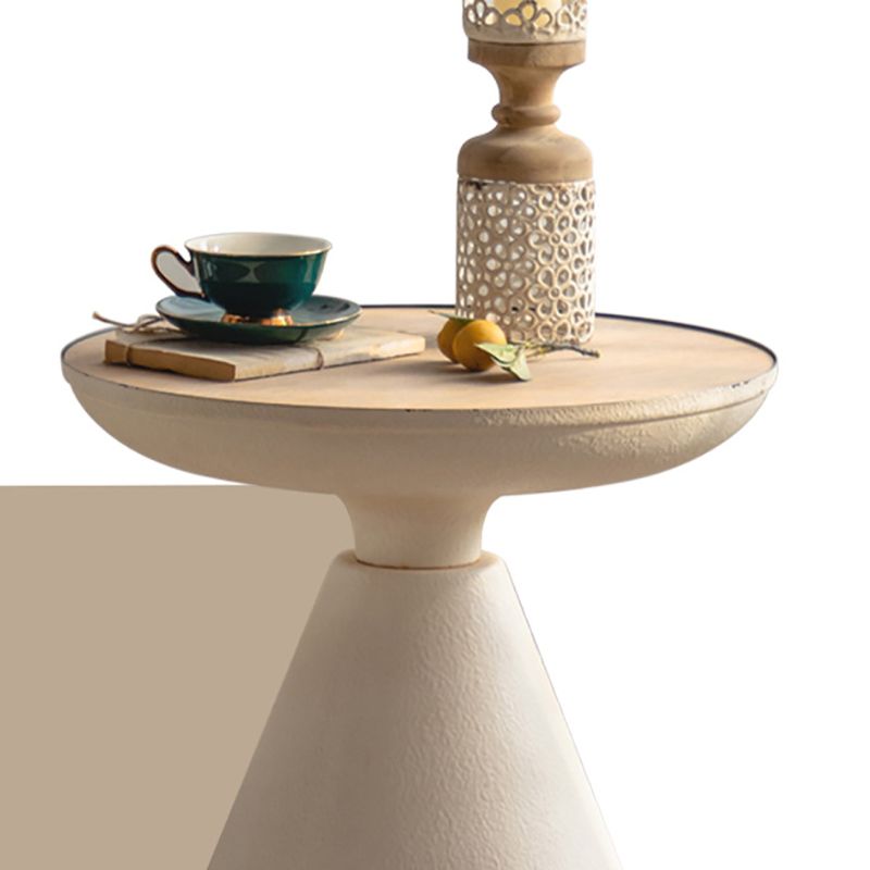 French Country Metal Pedestal Side End Table 18.9" Tall Round Side End Table